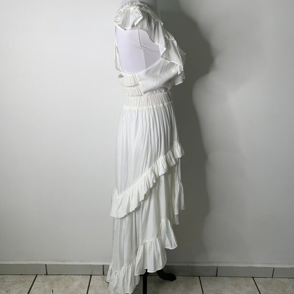 NWT DO+BE Women's White Ruffled Boho V Neck High Low Dress Size Small - Picture 7 of 15